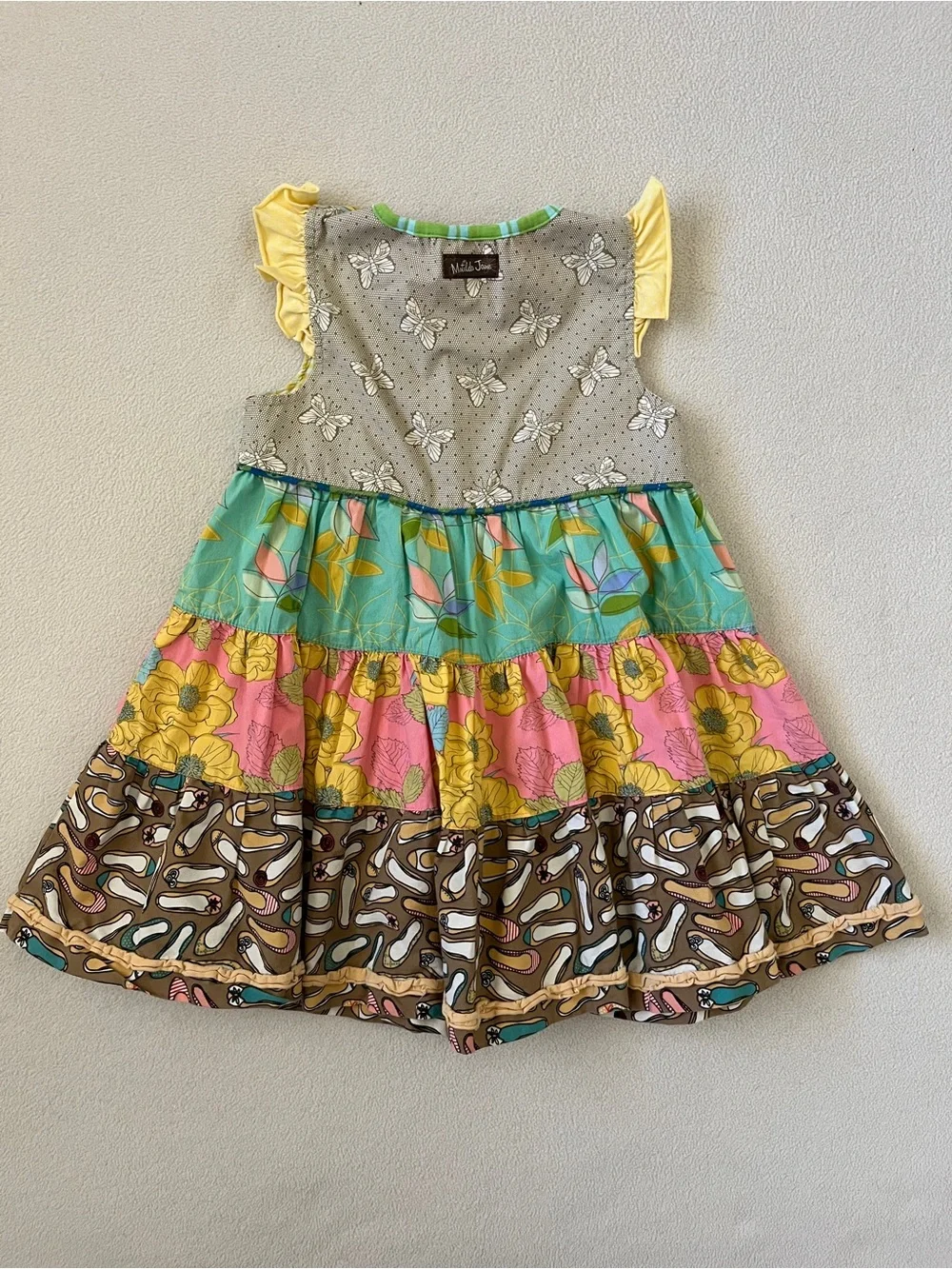 Matilda Jane Rollercoaster Tiered Colorful Patchwork Floral Ruffle Girls Dress